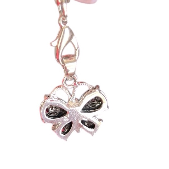 New Black Cubic Zirconia Butterfly Charm on Mini Lanyard - Picture 4 of 6